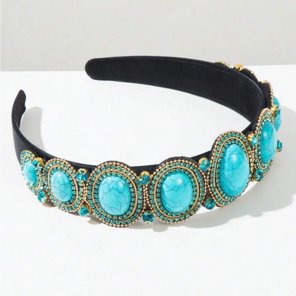 Beaded fake turquoiseโ headband